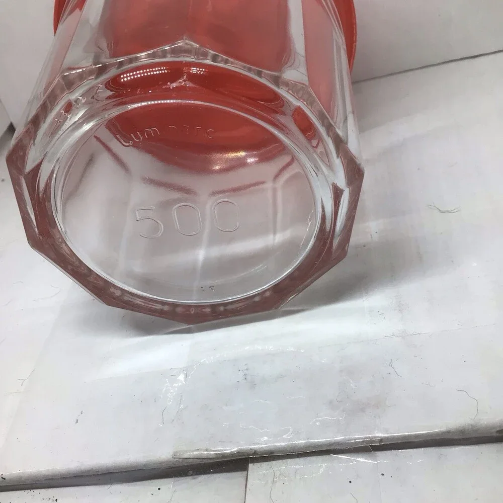 Vintage French Working Glass 500 ML With Red Lid Jelly Jar Luminarc 16 OZ